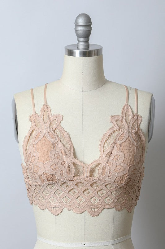 Crochet Lace Bralette-Nude