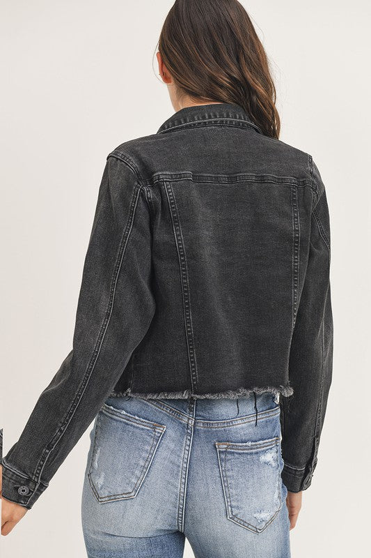 VINTAGE RAW HEM DENIM TRUCKER JACKET