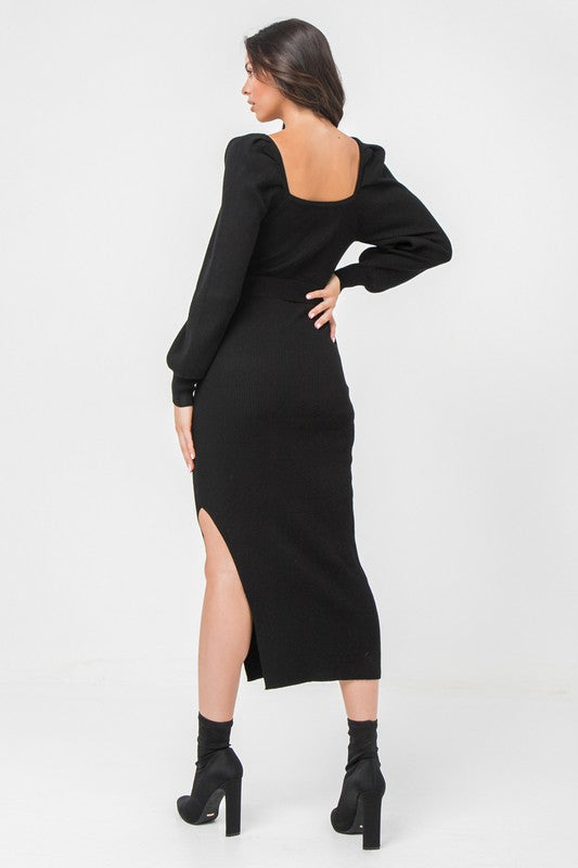 Ribbed Midi Sweater Dress