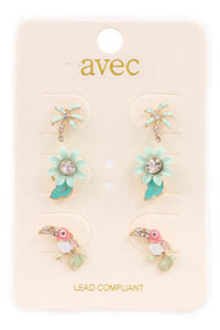 Tropical Earrings Set-Mint