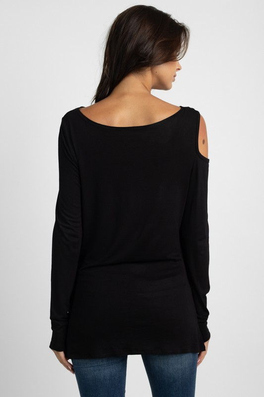 Asymmetric Cut Out Long Sleeve Top S-XL