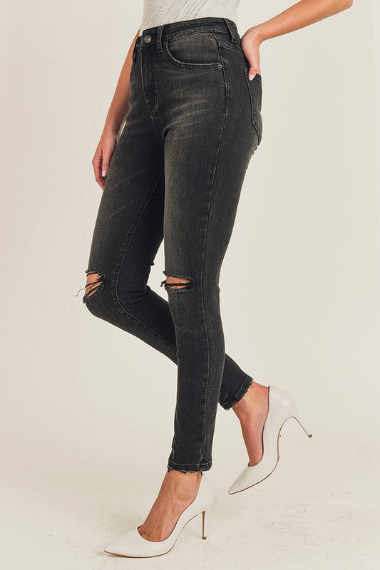 Anne High Rise Distressed Knee Skinny Jeans
