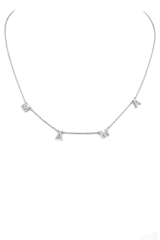 Mama Cubic Zirconia Necklace-Rhodium