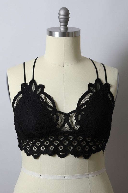 Crochet Lace Bralette-Black