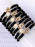 Black Heishi Bracelet With Gold Initial