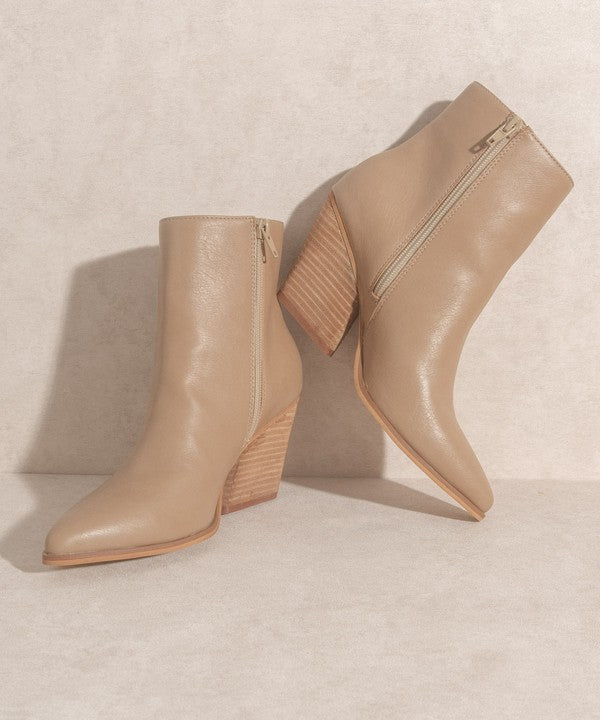 OASIS SOCIETY  - Stacked Heel Slim Bootie