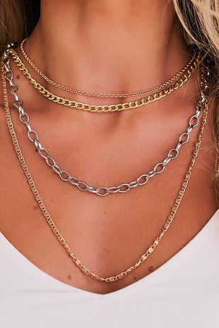 Rose Gold/Gold/Silver Layered Chain Necklace