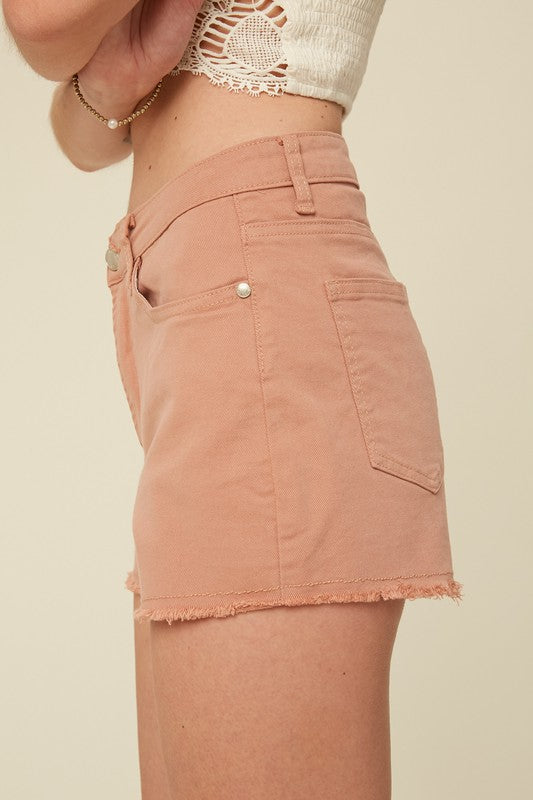 VINTAGE INSPIRED CUT OFF SHORTS WITH RAW HEM-Clay Rose