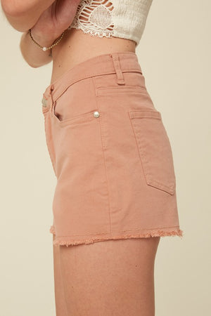 VINTAGE INSPIRED CUT OFF SHORTS WITH RAW HEM-Clay Rose