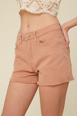 VINTAGE INSPIRED CUT OFF SHORTS WITH RAW HEM-Clay Rose