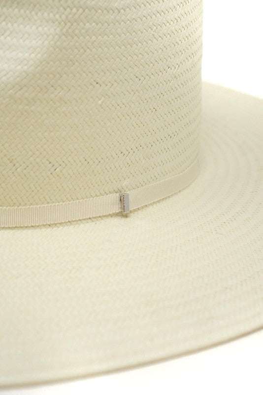 Claudia Structured Straw Rancher-White