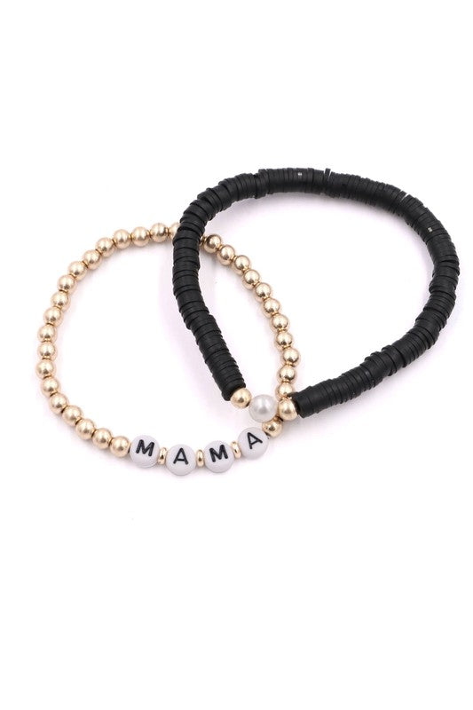 Disc Bead MAMA Stretch Bracelet Set (2 Colors)