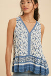 V NECK PAISLEY TANK TOP