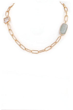 Stone pendant necklace-mint