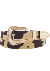 Metal Shiny Gold Buckle Cow Print