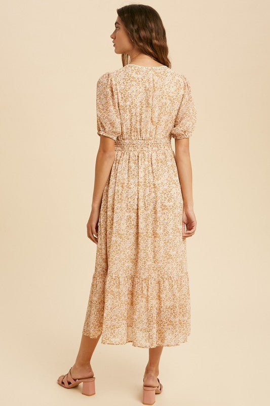 Ruched Bust Fitted Bodice Lace Trim Midi Dress Mota Boutique Ruched Bust Fitted Bodice Lace Trim Midi Dress Mota Boutique