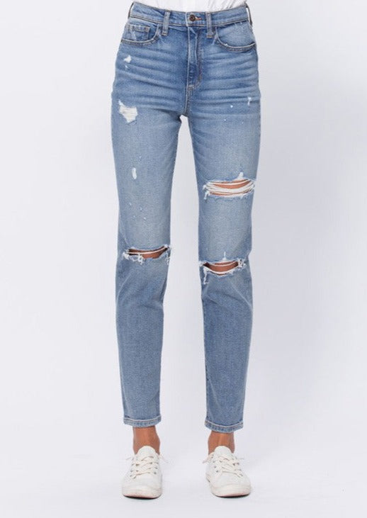 Felicia SUPER HIGH RISE DISTRESSED ANKLE MOM JEAN