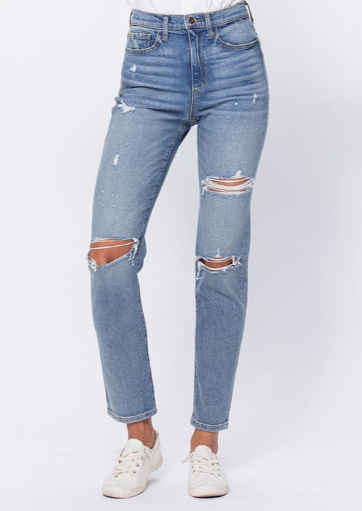 Felicia SUPER HIGH RISE DISTRESSED ANKLE MOM JEAN