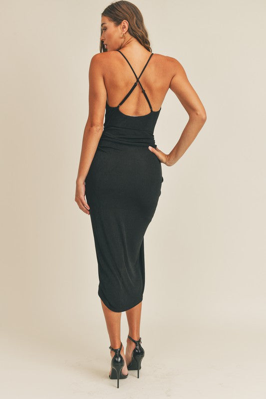 black satin ruched bodycon dress Black Velvet Ruched Bodycon Dress S