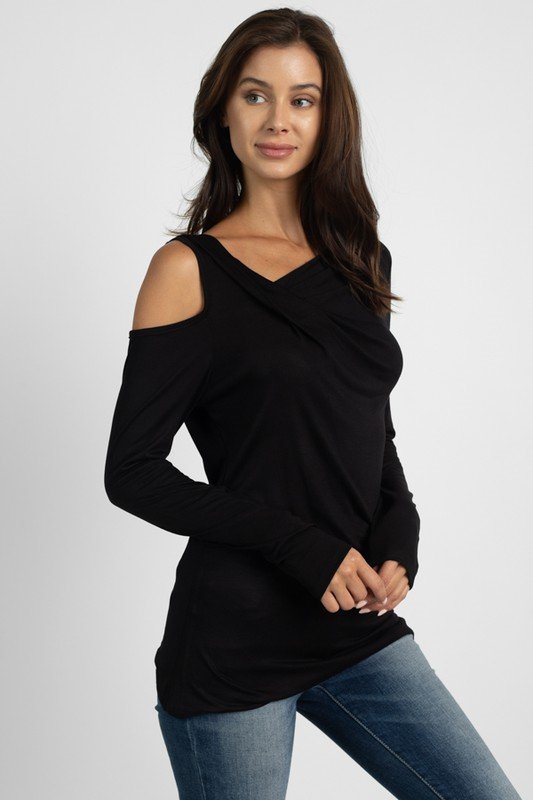 Asymmetric Cut Out Long Sleeve Top S-XL