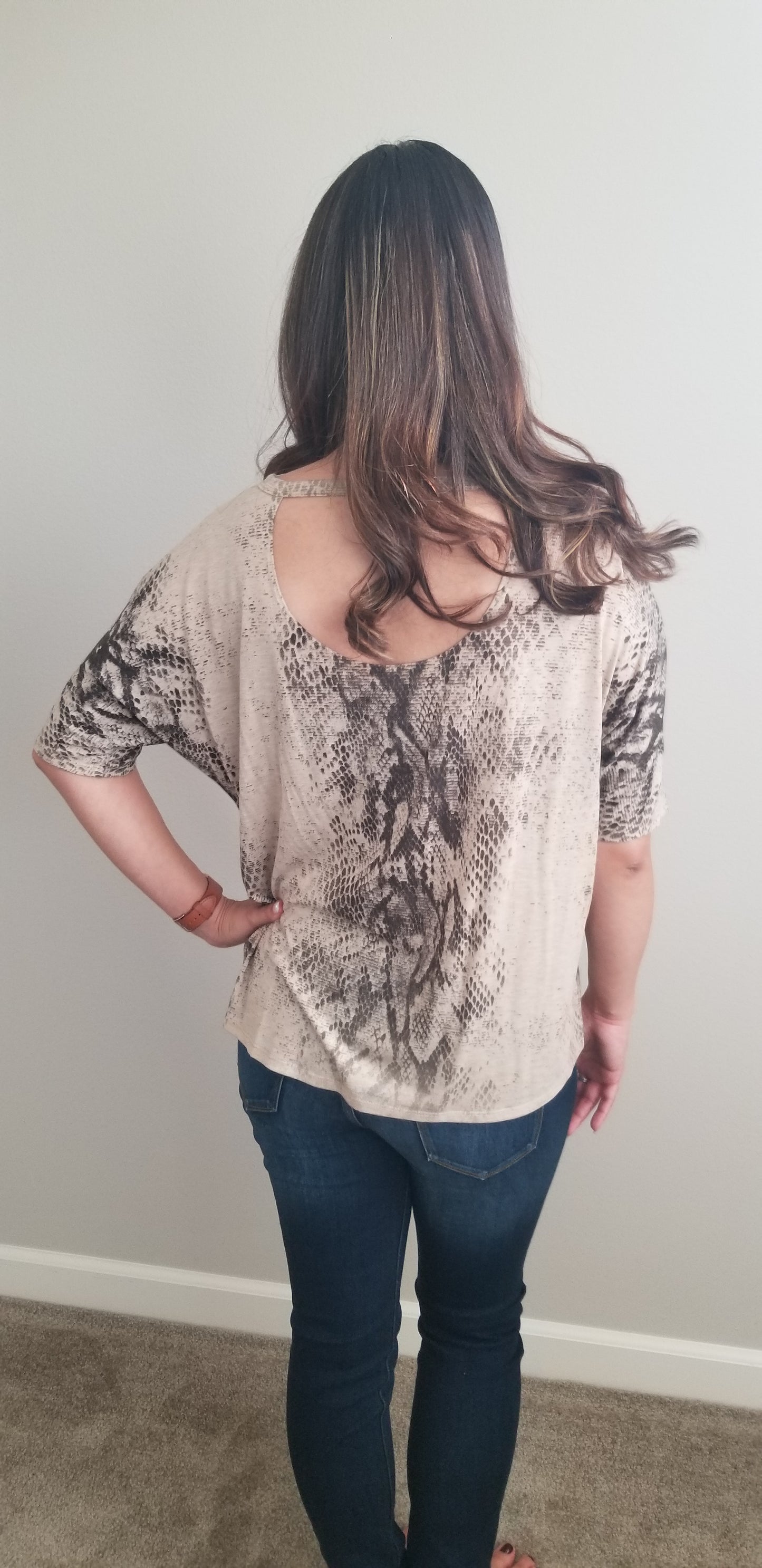 Anna Snake Print Cut Out Top