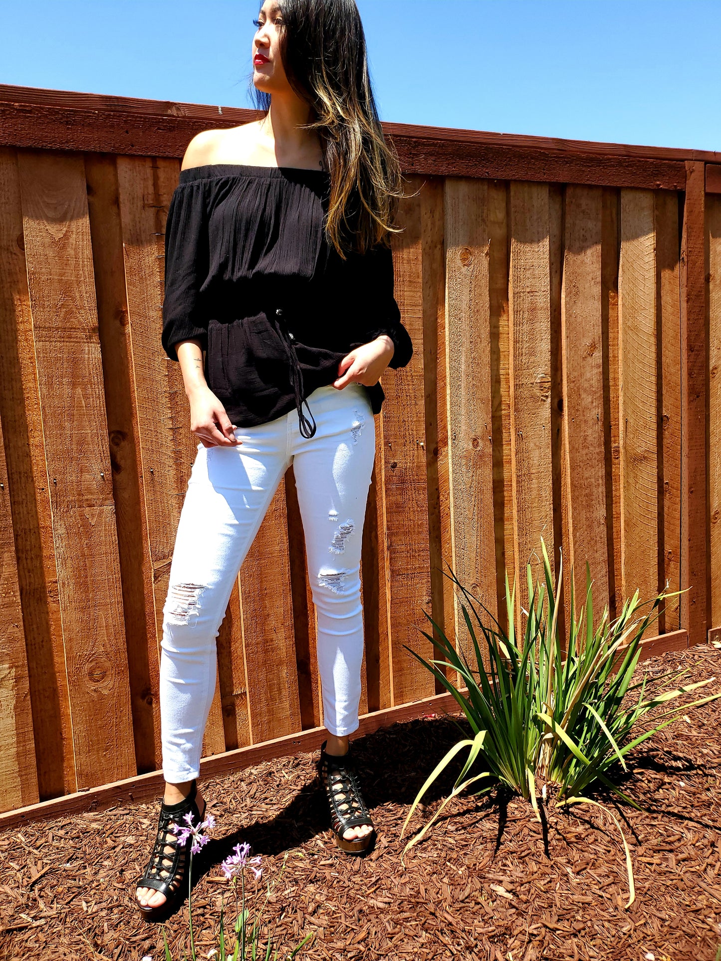 White Distressed Cropped Natali Jeans