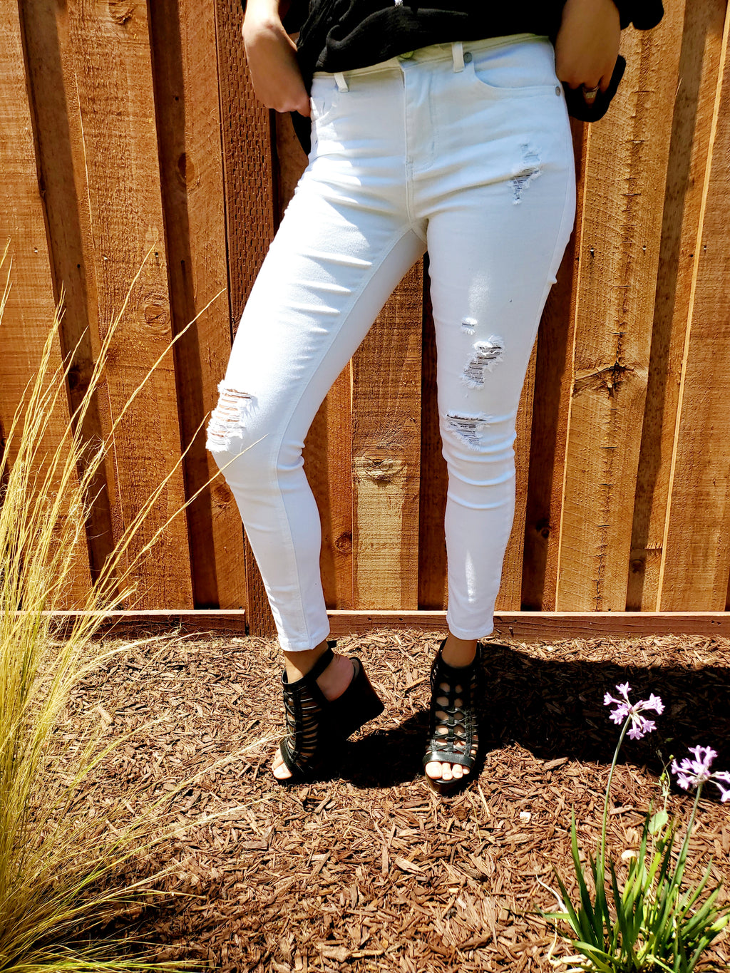 White Distressed Cropped Natali Jeans
