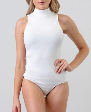 Gladys Mock Neck  Bodysuit in White