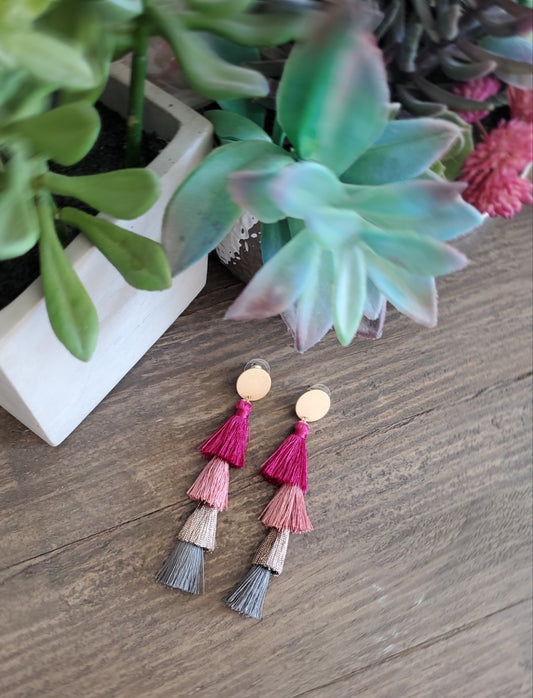 Four Tiered Tassel Earrings