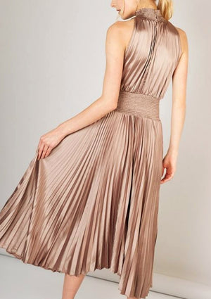 Bronzed  Beauty Pleated Midi Dress