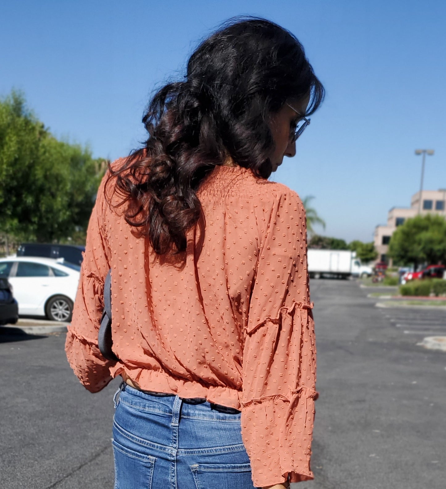 Romance Ruffle Crop Top in Rust