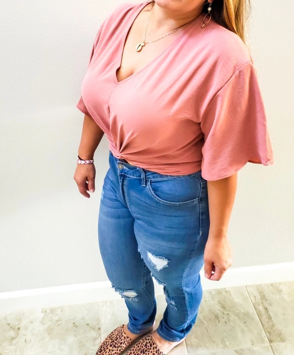 Rose Flutter Sleeve Top