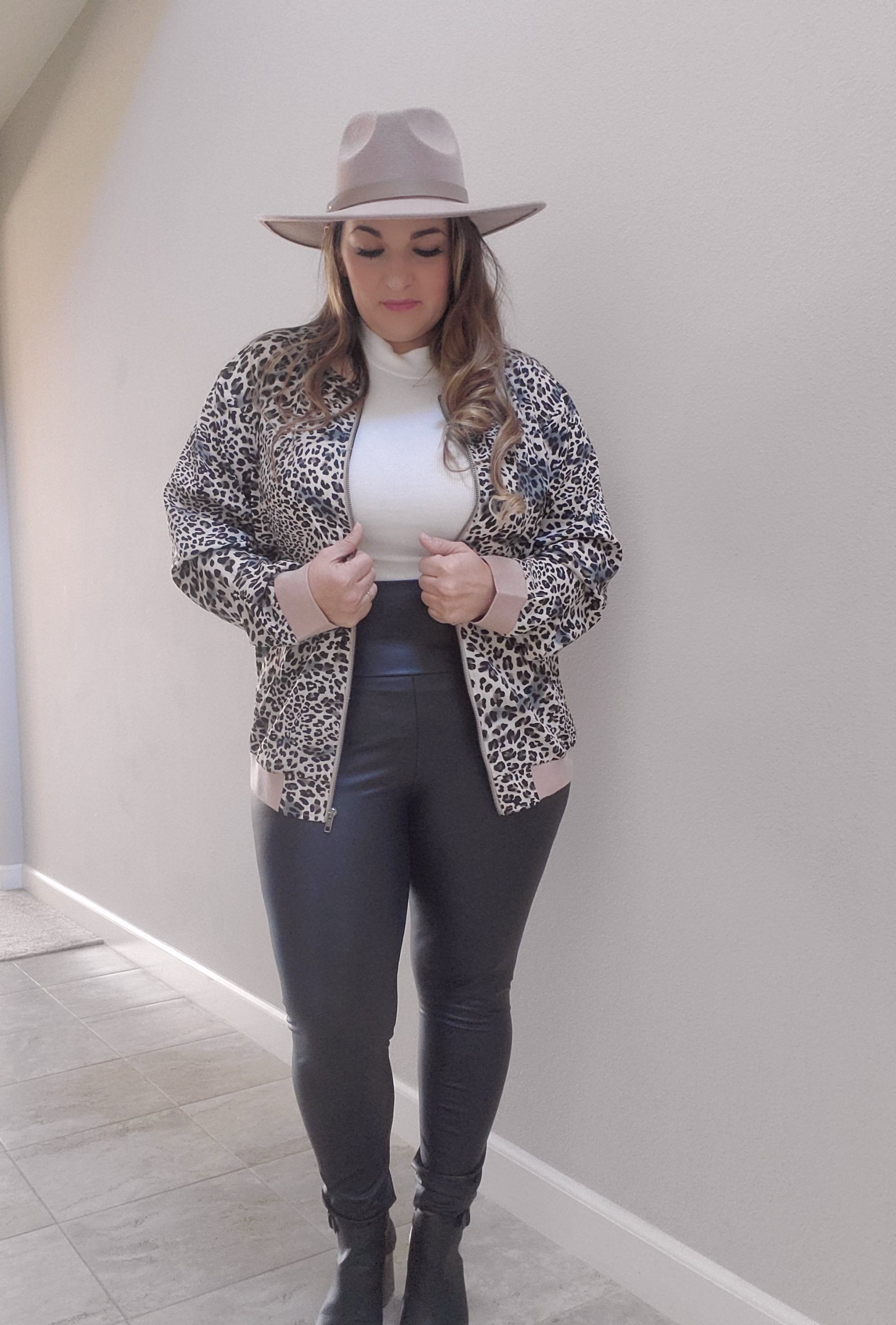 Taupe Leopard Bomber Jacket