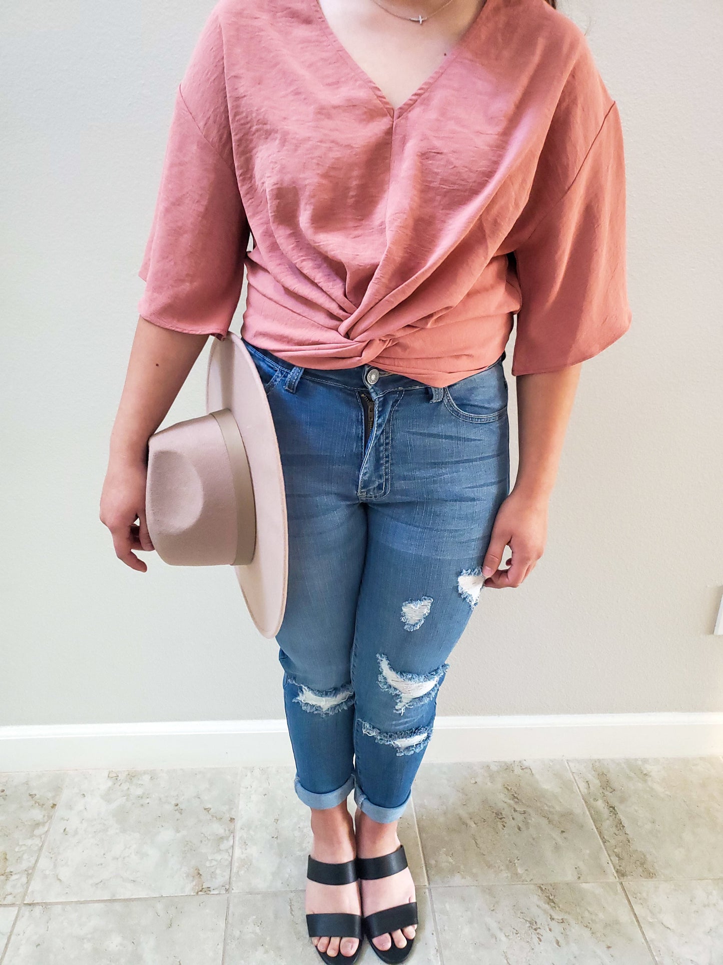 Rose Flutter Sleeve Top