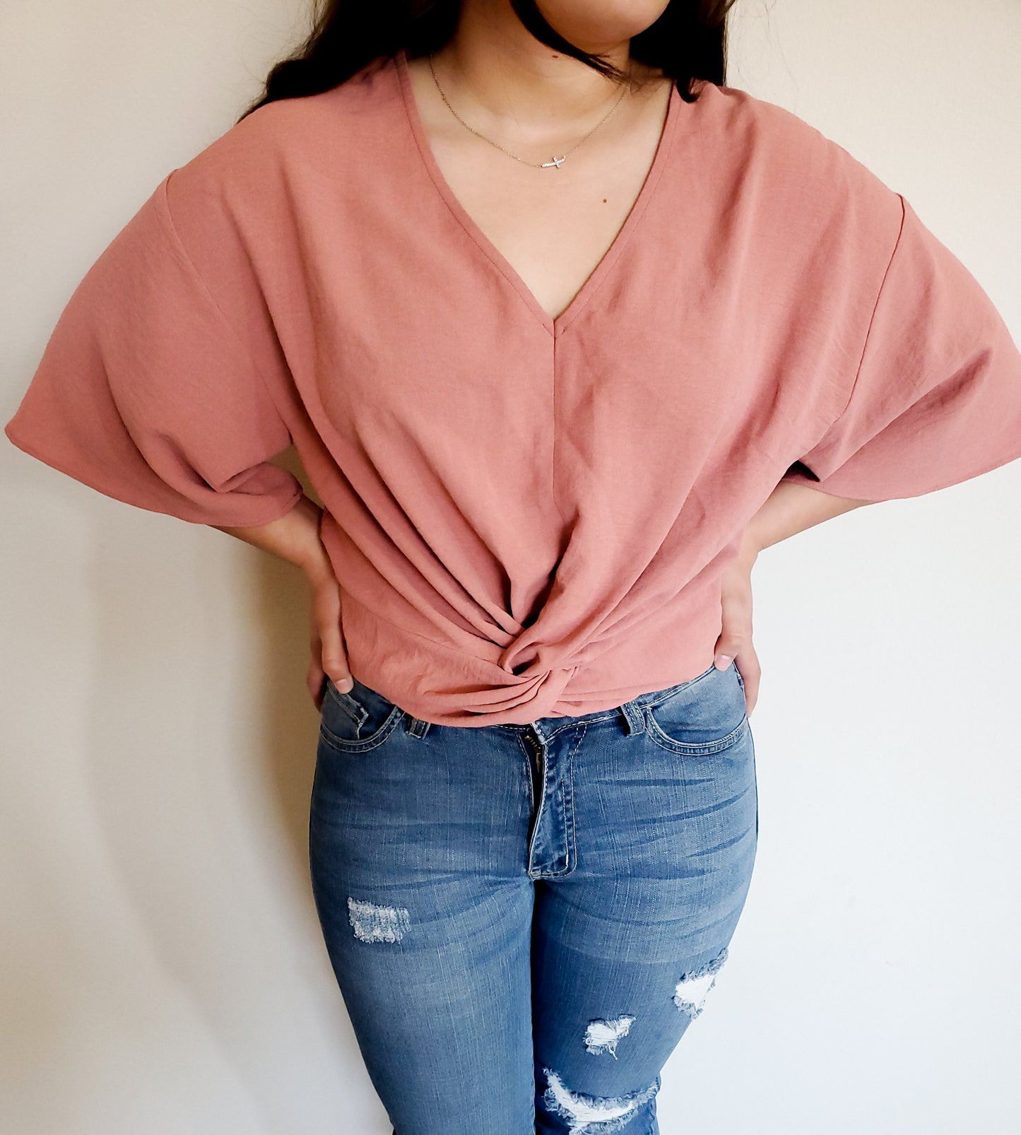 Rose Flutter Sleeve Top