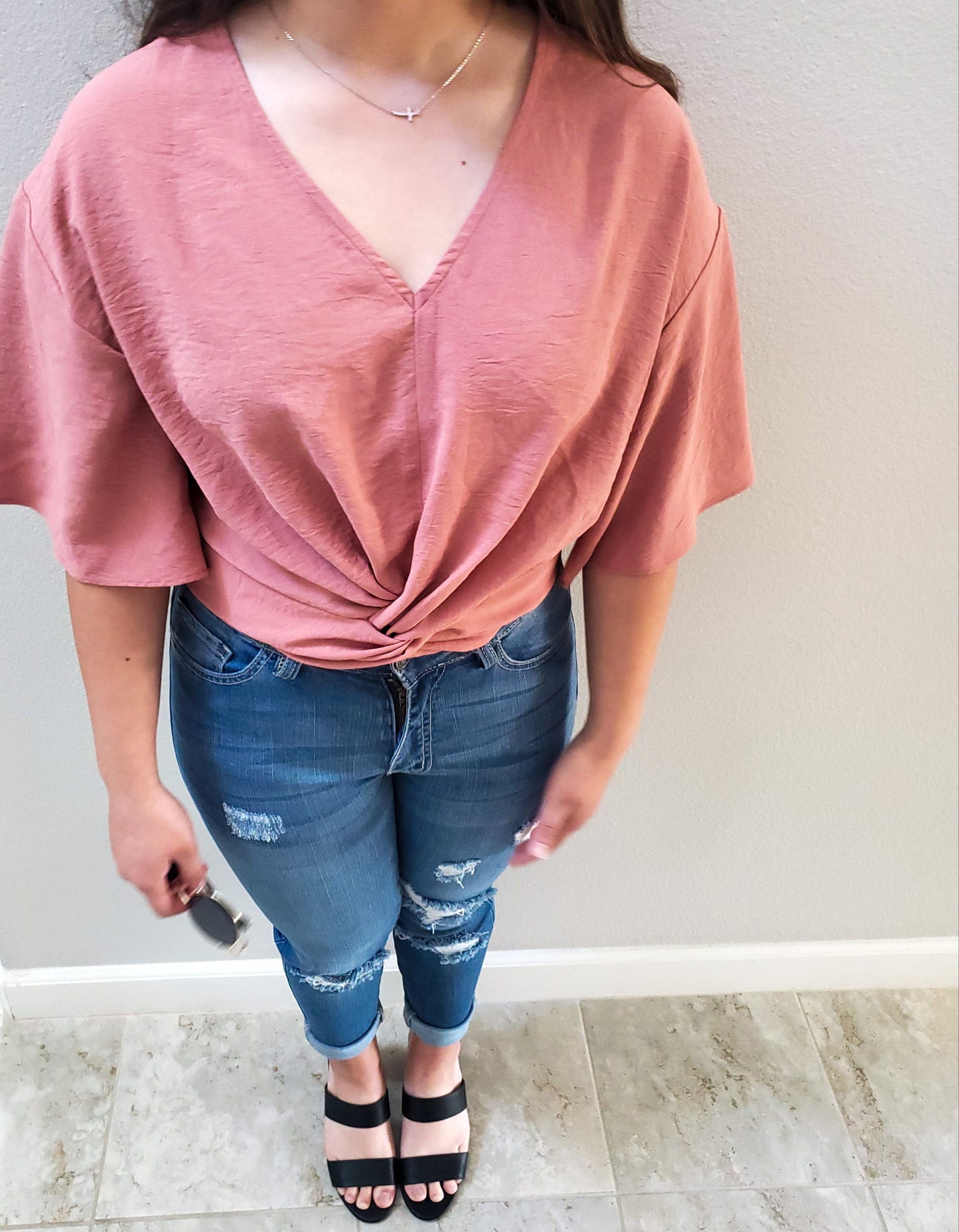 Rose Flutter Sleeve Top