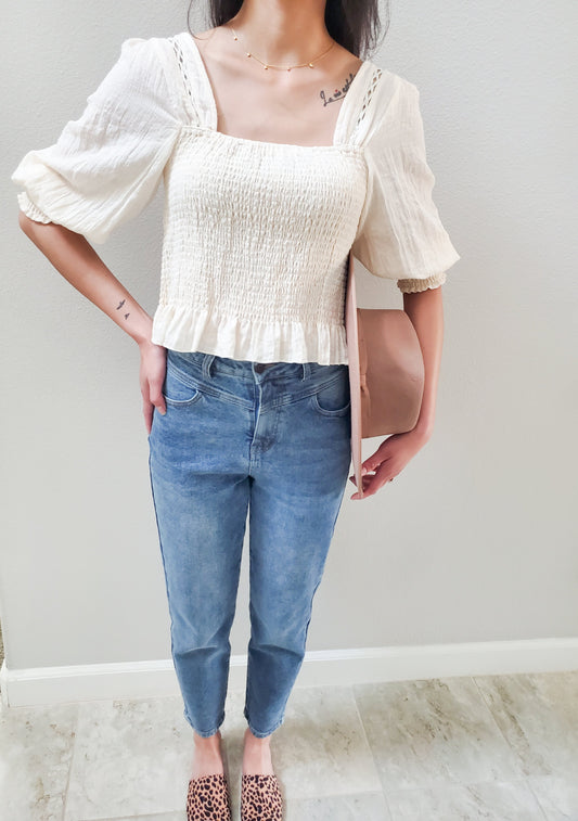 Smocked Palm Desert Top Off White