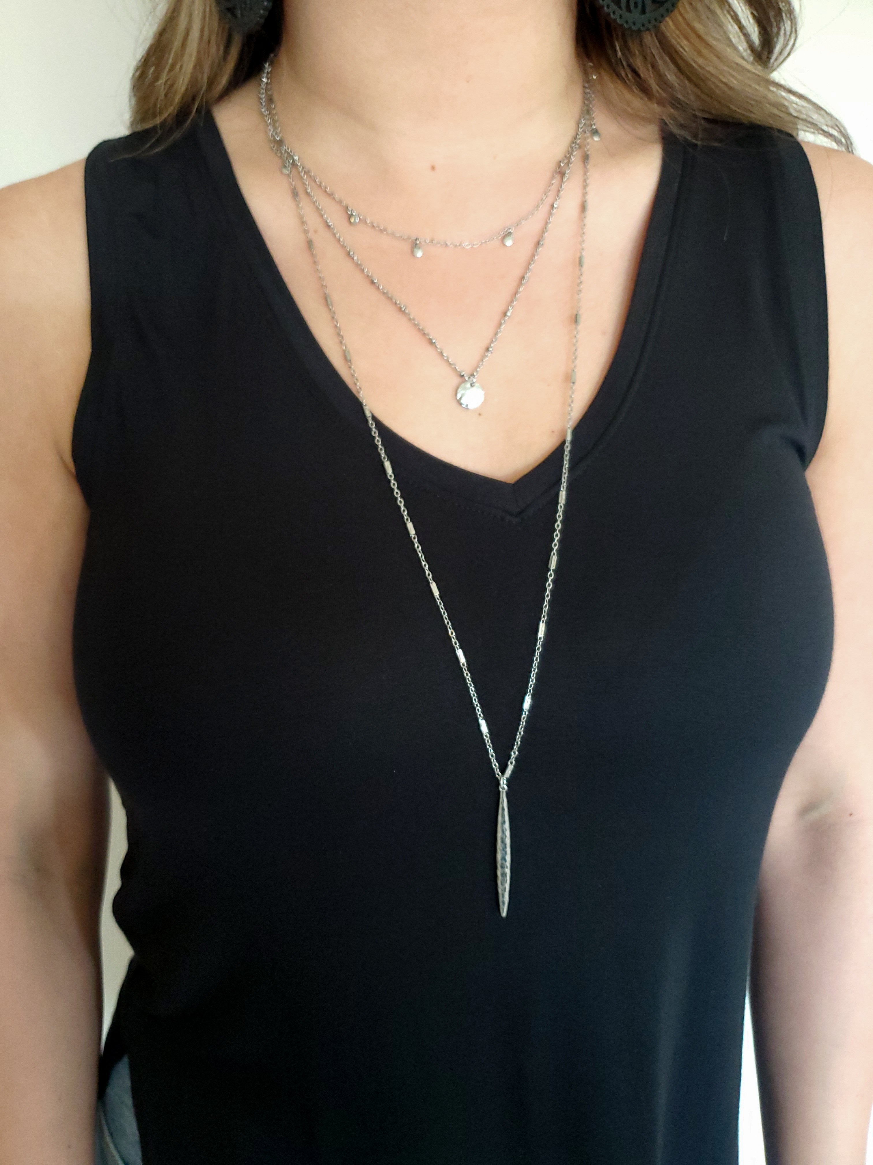 Silver Mini Coin Layered Necklace