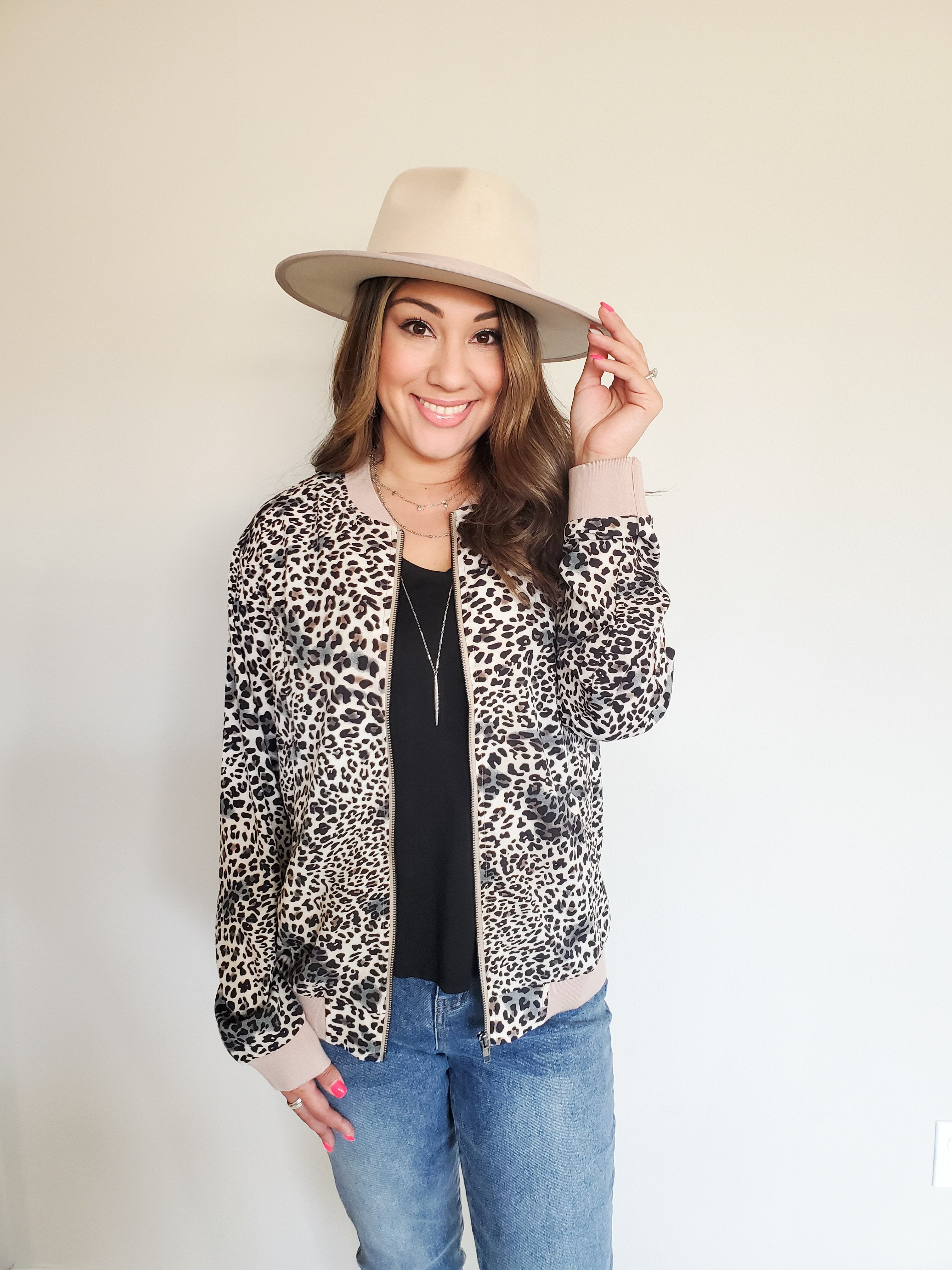 Taupe Leopard Bomber Jacket