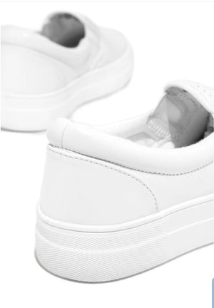 The Victoria Slip On Perforated  Platform White Sneakers