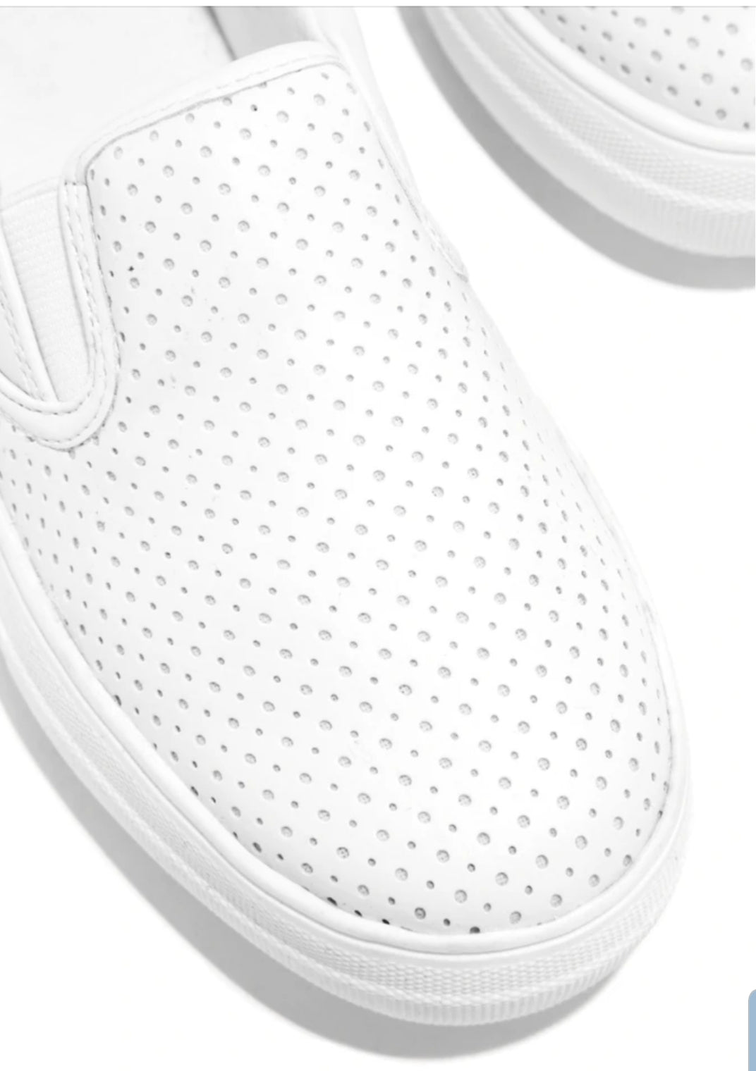 The Victoria Slip On Perforated  Platform White Sneakers