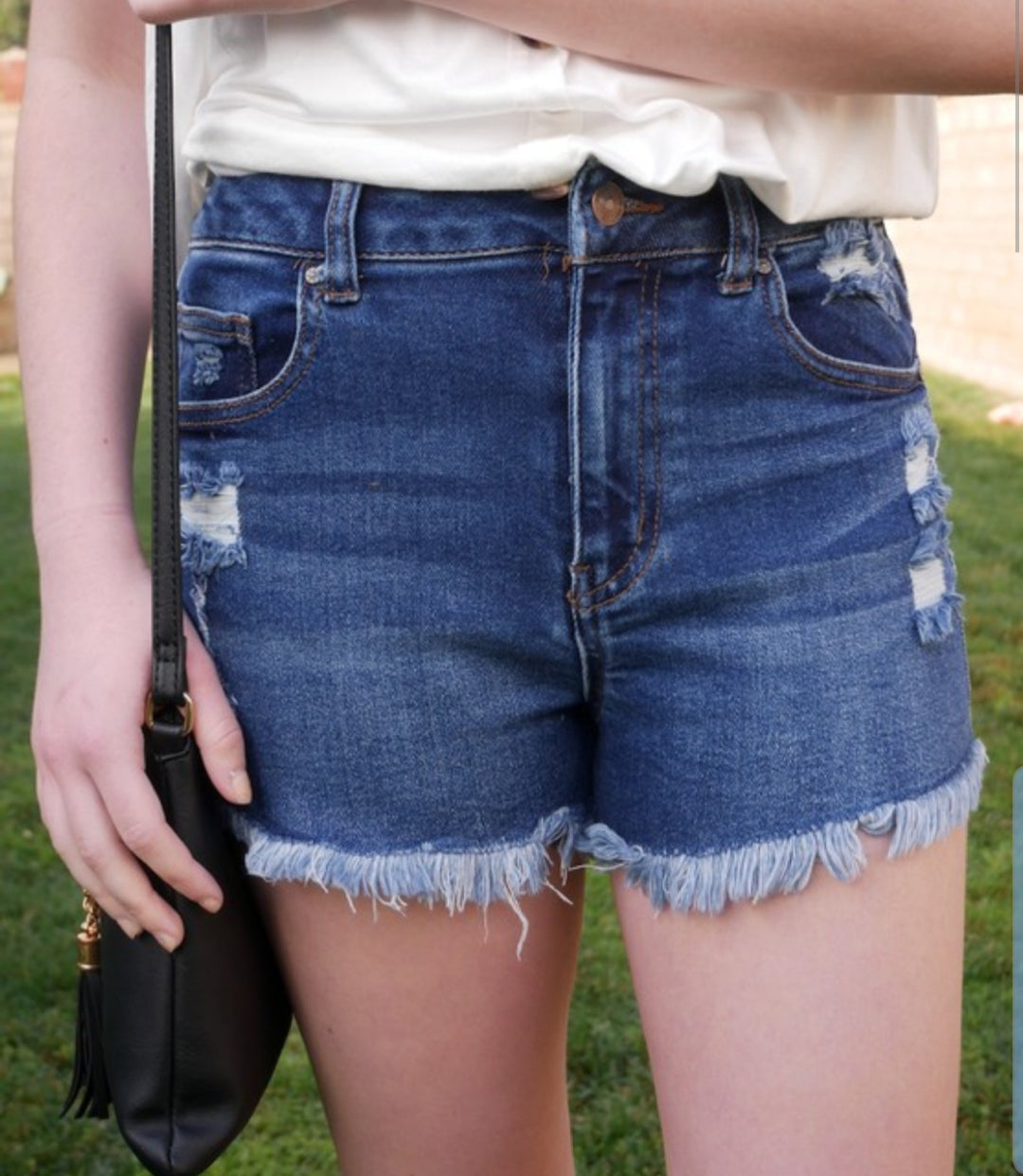 Elise Denim Shorts-Dark Wash