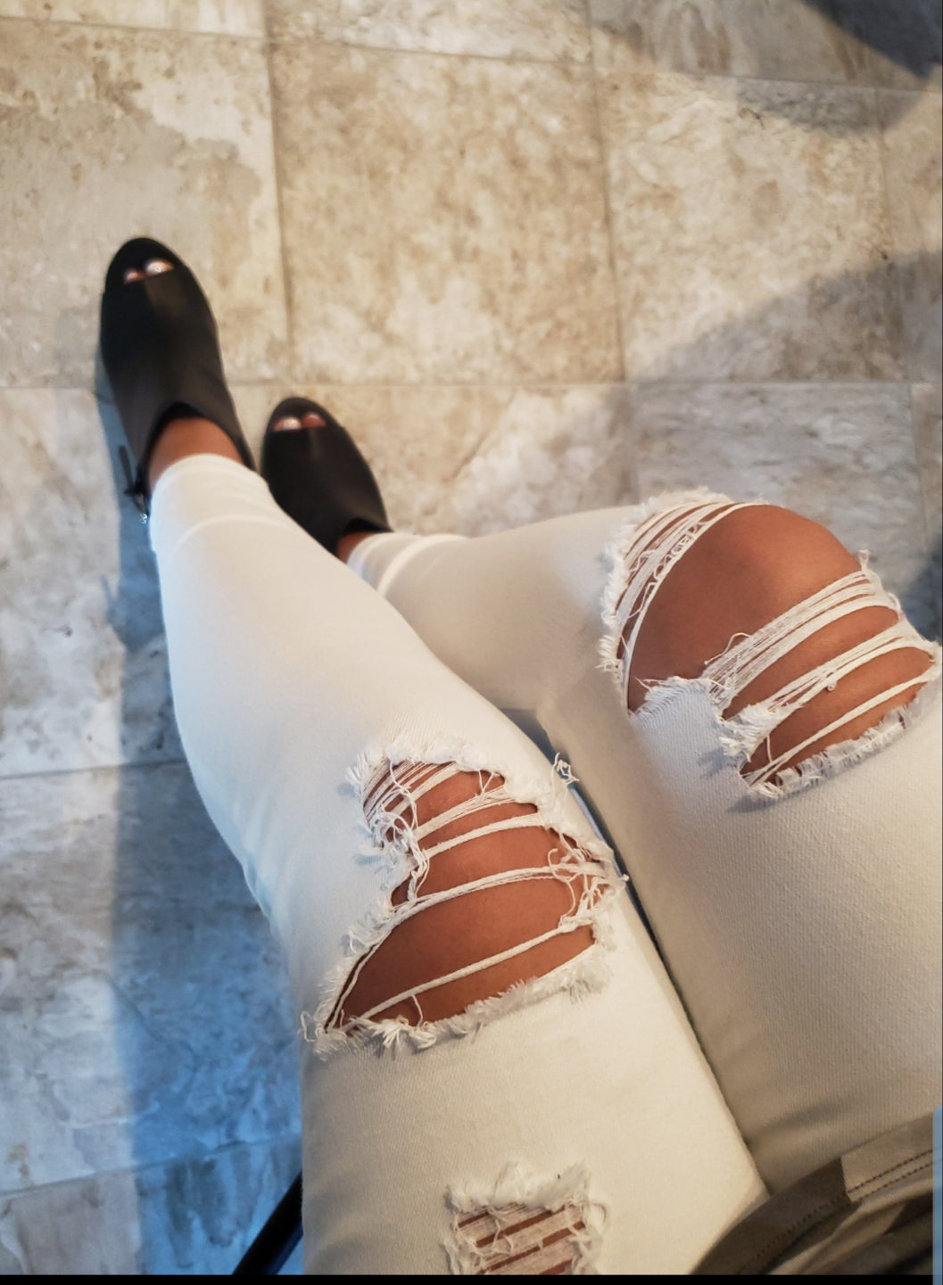 White Distressed Cropped Natali Jeans