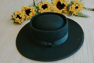 Stiff Brim Boater Gambler Hat - Black