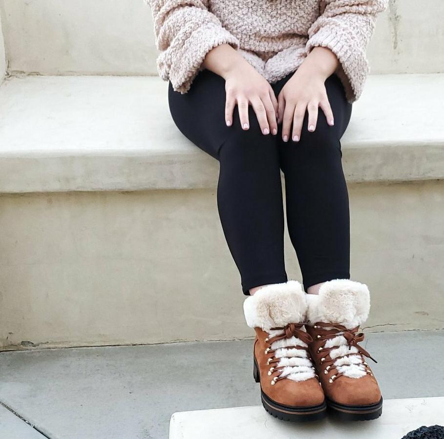 Faux Fur Combat Boot-Camel