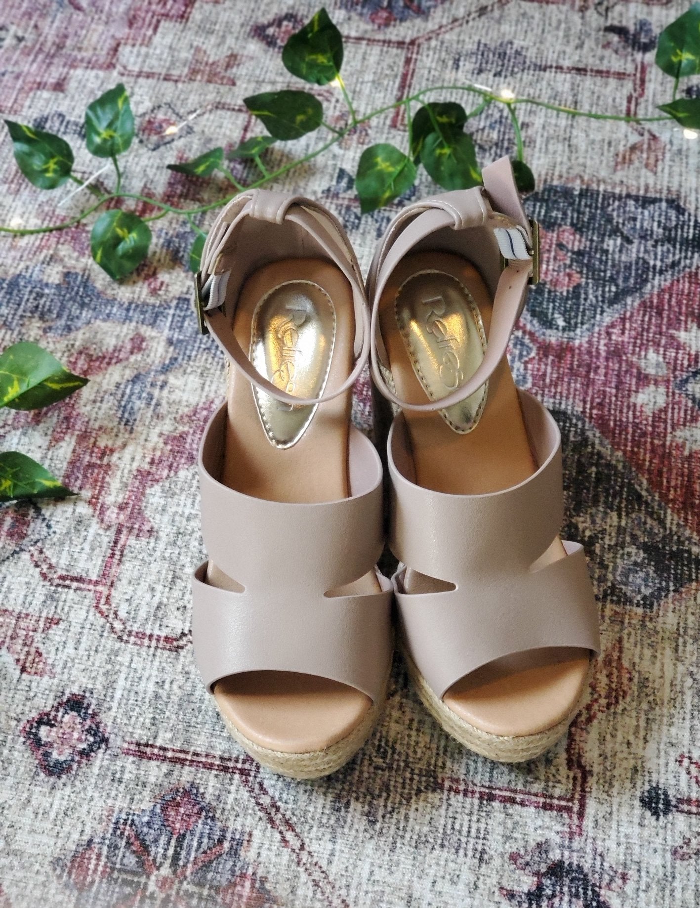 Taupe Ankle Strap Espadrille Susan Wedge Shoes