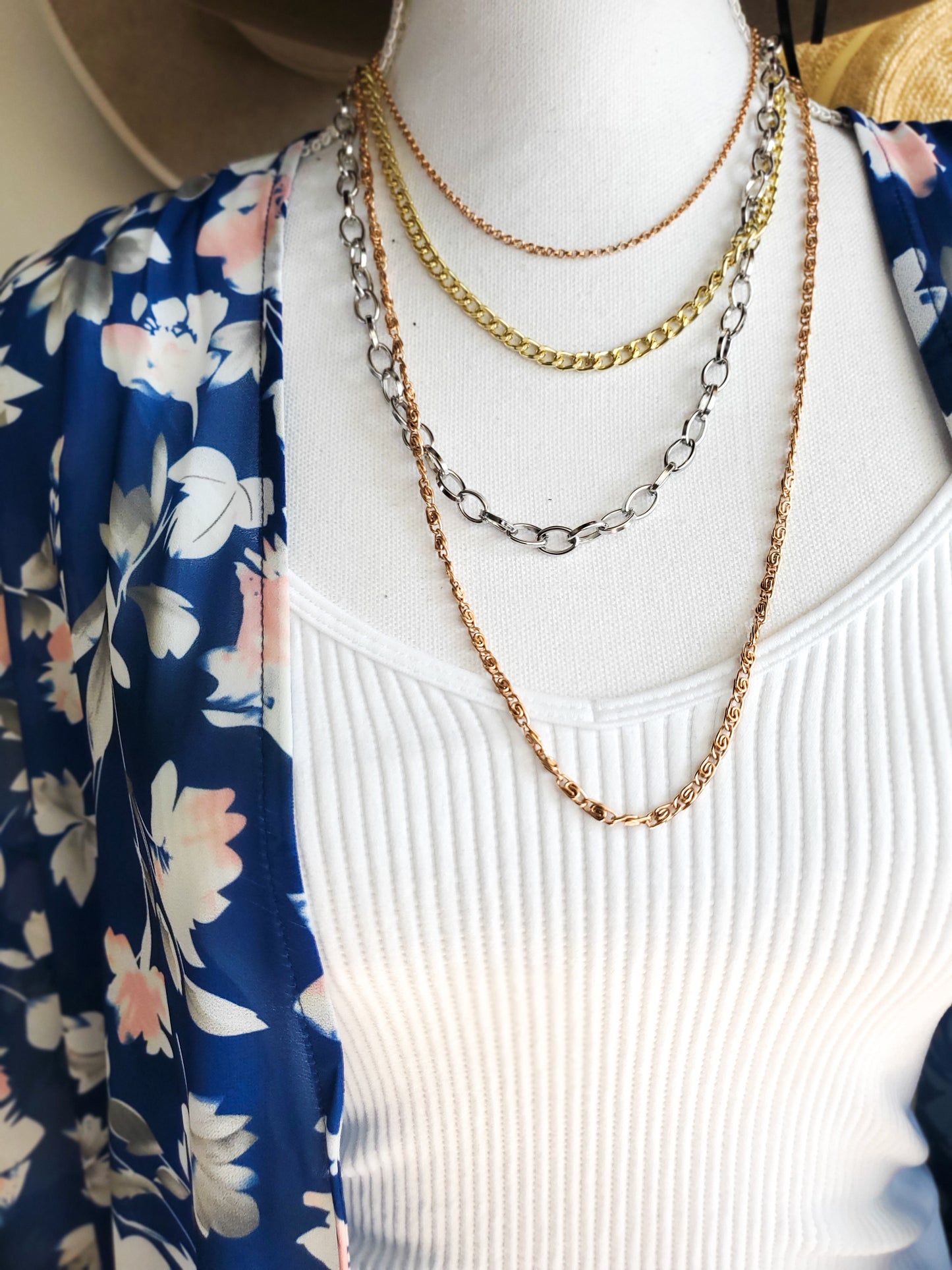 Rose Gold/Gold/Silver Layered Chain Necklace