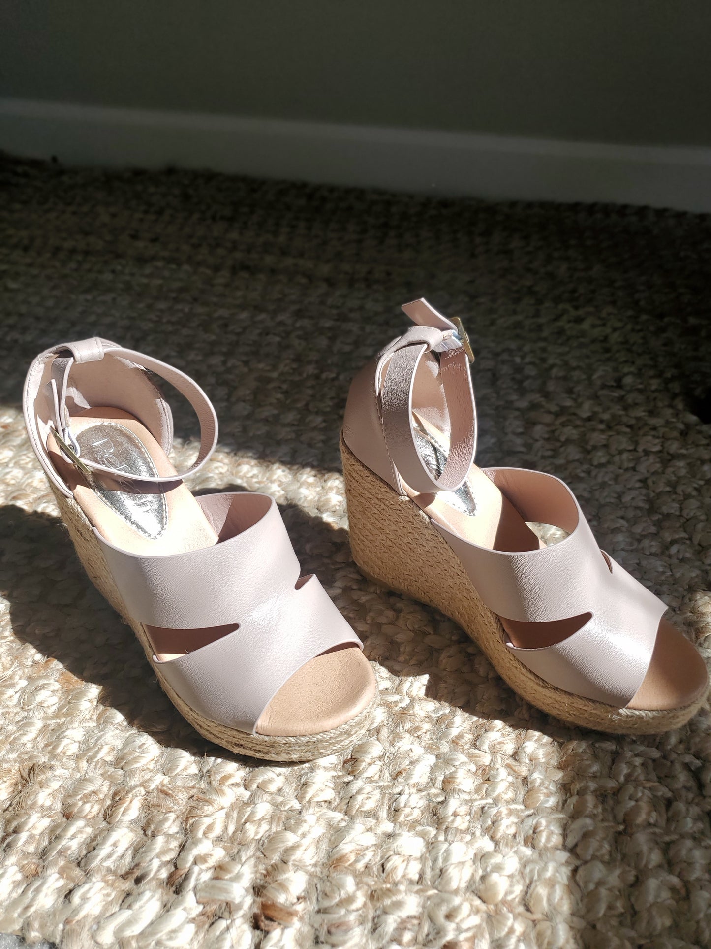 Taupe Ankle Strap Espadrille Susan Wedge Shoes