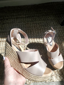 Taupe Ankle Strap Espadrille Susan Wedge Shoes