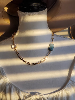 Stone pendant necklace-mint